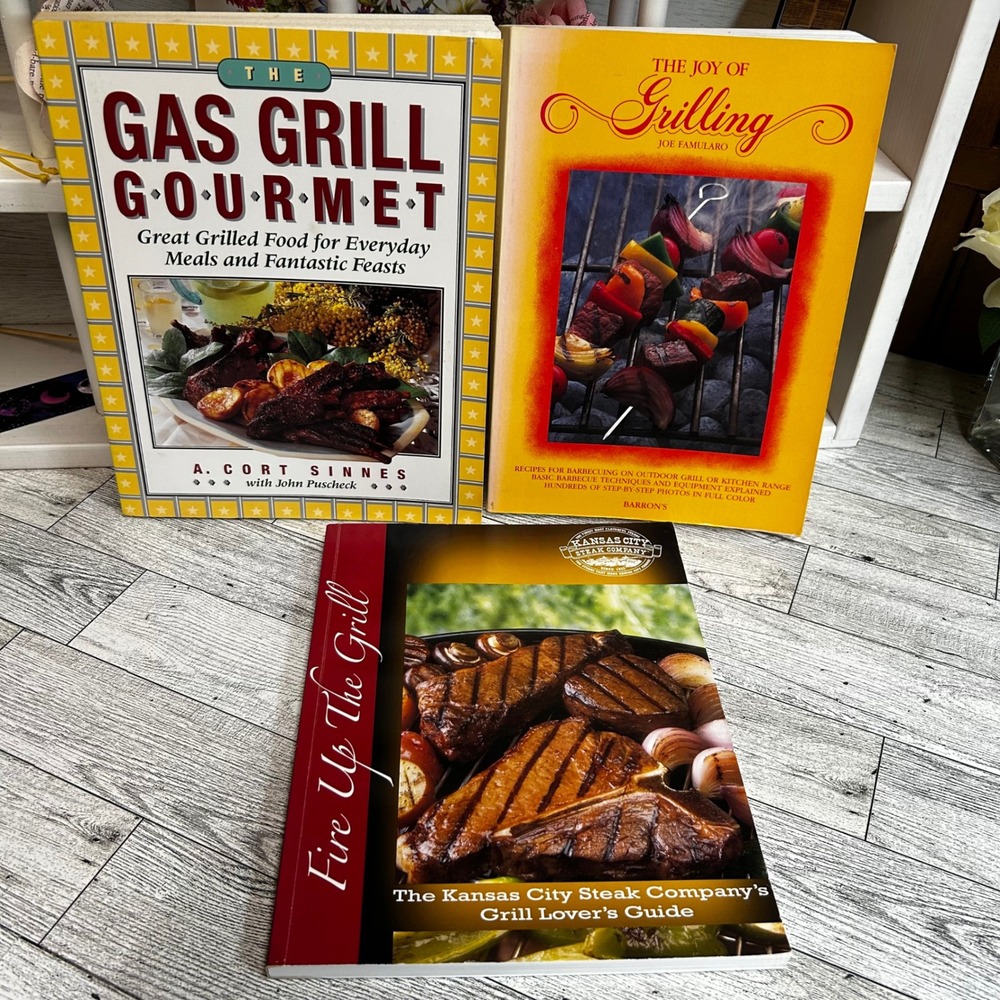 Gas Grill Gourmet Joy of Grilling Fire Up The Grill 3 Book Cookbook Lot 1990s